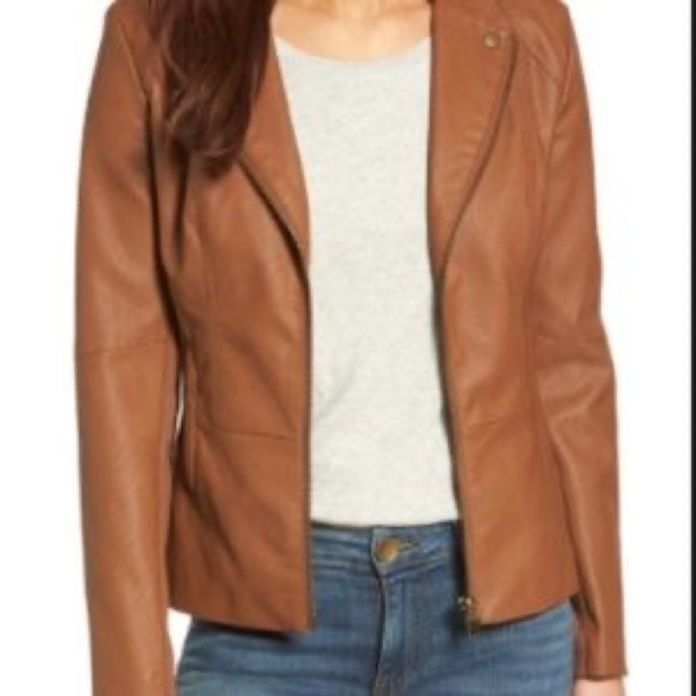 Faux Leather Jacket Camel colored